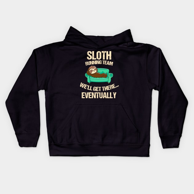 Sloth running team Kids Hoodie by kaliyuga